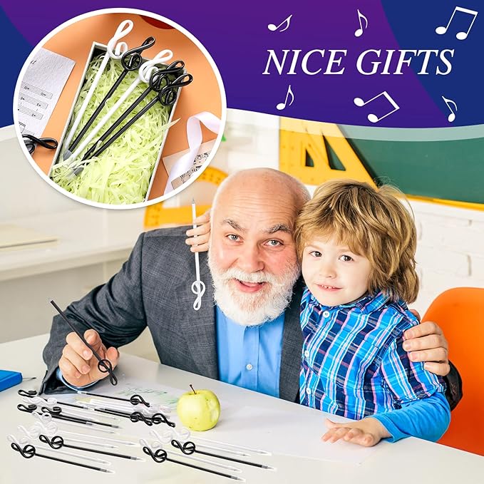 Lincia 100 Pcs Music Note Pens Bulk Musical Ballpoint Pens Music Themed Party Favors Novelty Musical Choir Prizes Gifts Piano Teacher Gift for Artists Office Decorative Supplies(Black, White)