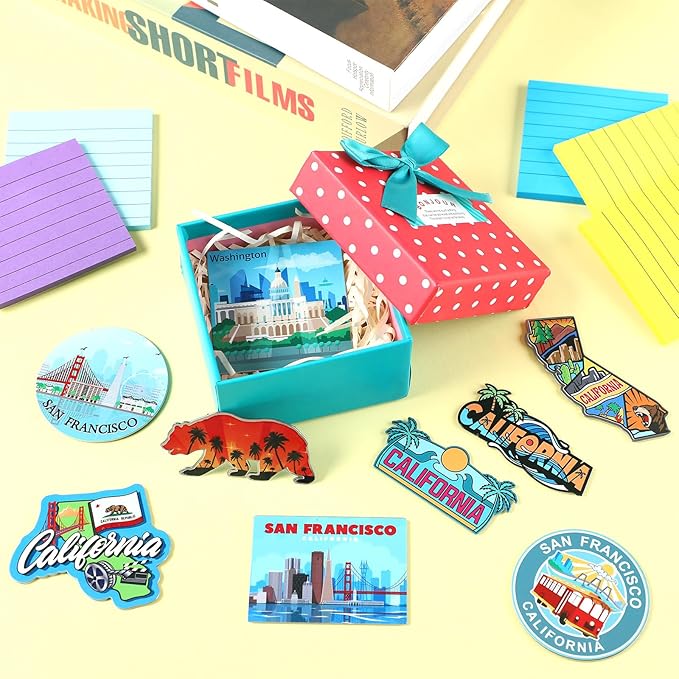 18 Pcs California Fridge Magnet Magnetic Refrigerator Stickers Metal California Souvenirs Gifts Refrigerator Magnets Home Decoration Accessories
