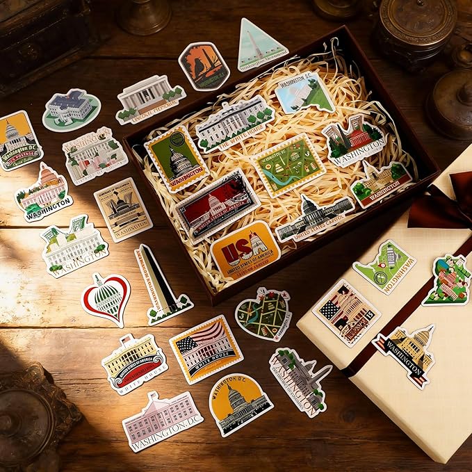 Konohan 30 Pcs Washington, D. C. Souvenirs Gifts Washington, D. C. Magnet for Refrigerator City Magnetic Refrigerator Stickers for Home Decoration