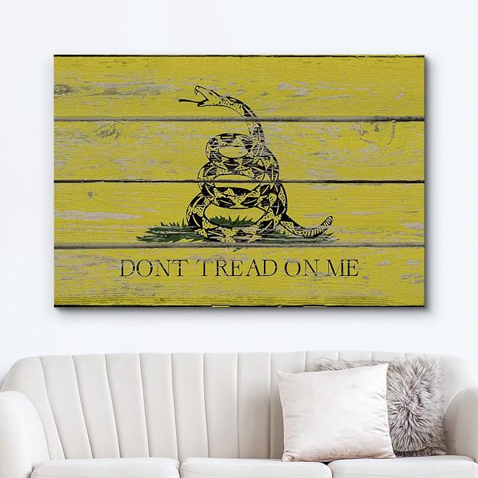 wall26 Canvas Print Wall Art California Don't Tread on Me Flag on Vintage Wood Pop Culture Cultural Digital Art Modern Art Traditional Colorful for Living Room, Bedroom, Office - 32"x48"