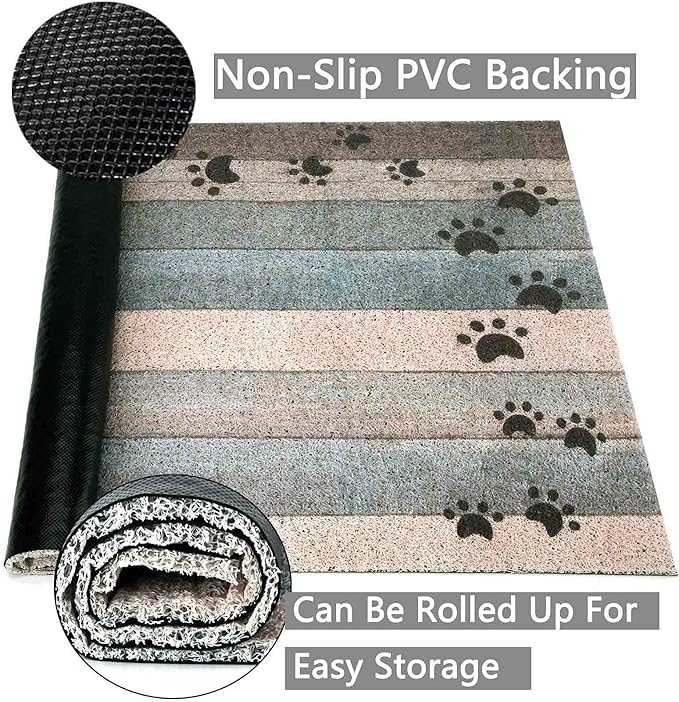 Darkyazi 23.6" x 35.4" Colorful Doormats Entrance Front Door Rug Funny Outdoors/Indoor/Bathroom/Kitchen/Bedroom/Entryway Floor Mats，Non-Slip Polyvinyl Chloride (Dog Paw Print-Water Green)