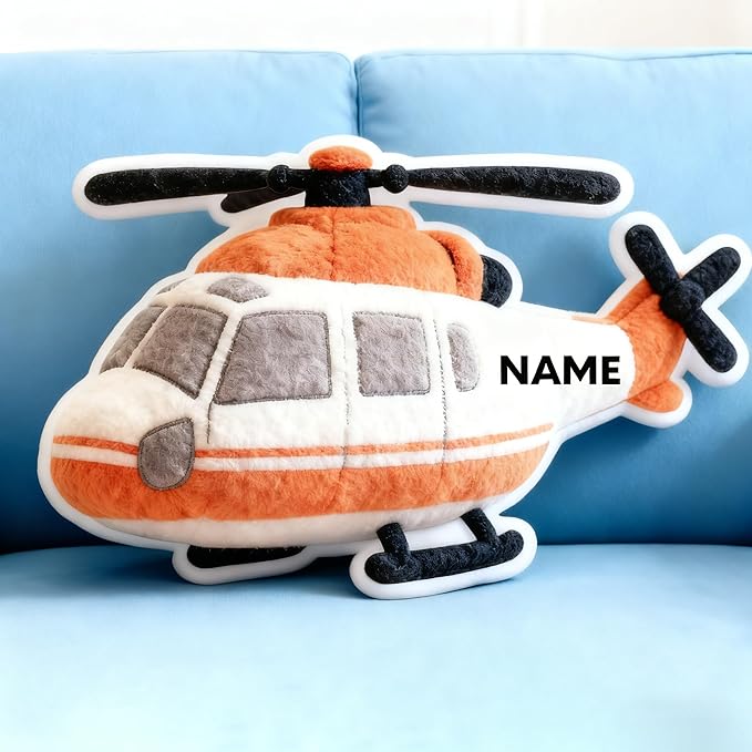 Personalized Helicopter Shaped Pillow, Custom Name Plush Stuffed Pillows for Kids, Suitable for Beds, Sofas, Bedrooms, Living Rooms Custom Decorative Cushion Gifts for Birthday and Anniversary
