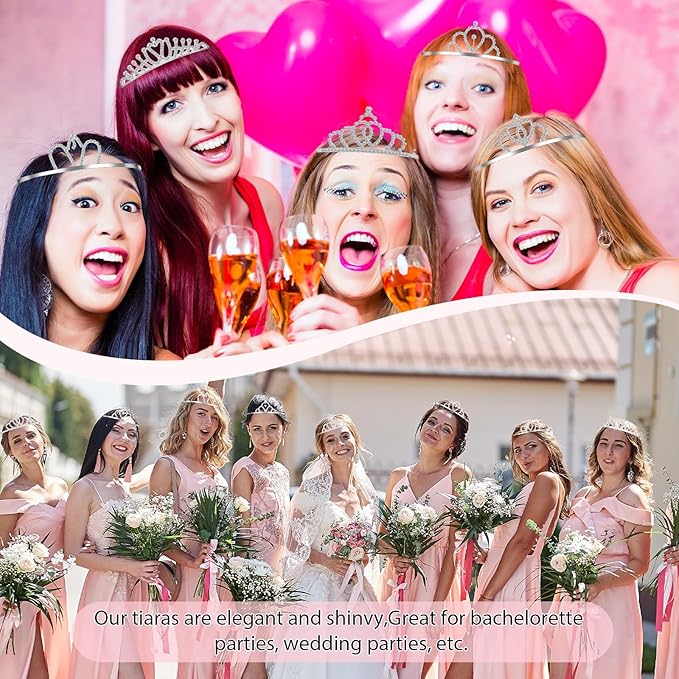 Lyrow 30 Pcs Tiara Crowns for Women Bulk Princess Headband Crystal Queen Crown with Combs Headband Silver Princess Tiaras for Birthday Wedding Halloween Christmas