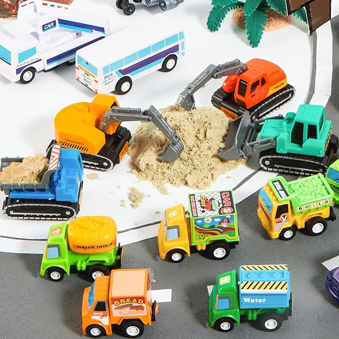 JOYIN 25 Pieces Pull Back Cars and Trucks Toy Vehicles Set for Toddlers, Girls and Boys Kids Play Set, Party Favors, School Gifts, Goodie Bags Stuffers for Kids, Christmas Birthday Gifts