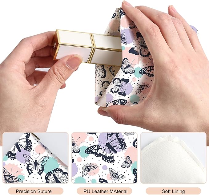 2Pcs PU Leather Small Squeeze Coin Purse Pouch Mini coin Bag Unique And Cute Wallet Cosmetic Bags Change Bag For Women Girls Men Colorful Butterflies