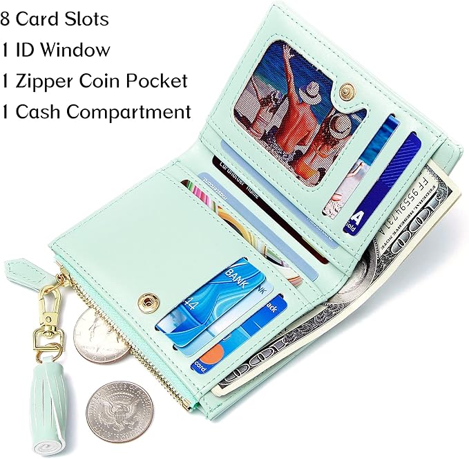 GEEAD Small Wallets for Women Bifold Slim Coin Purse Zipper ID Card Holder