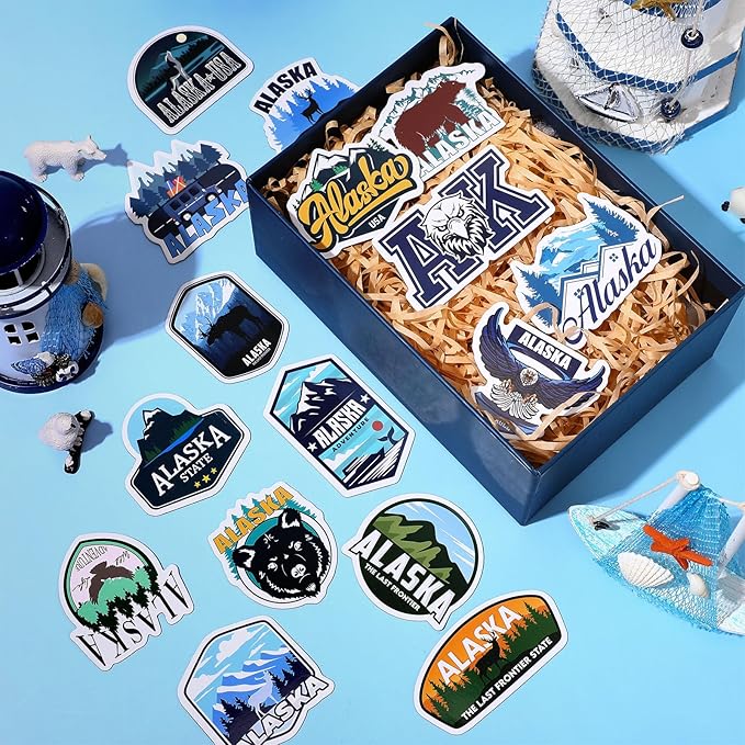 Konohan 30 Pcs Alaska Souvenirs Gifts Alaska Magnet for Refrigerator City Magnetic Refrigerator Stickers for Home Decoration