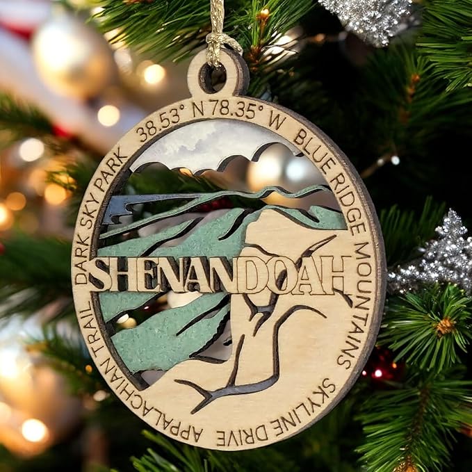 Shenandoah National Park Souvenir - Blue Ridge Mountains Christmas Ornament - 3" Laser Cut Wood