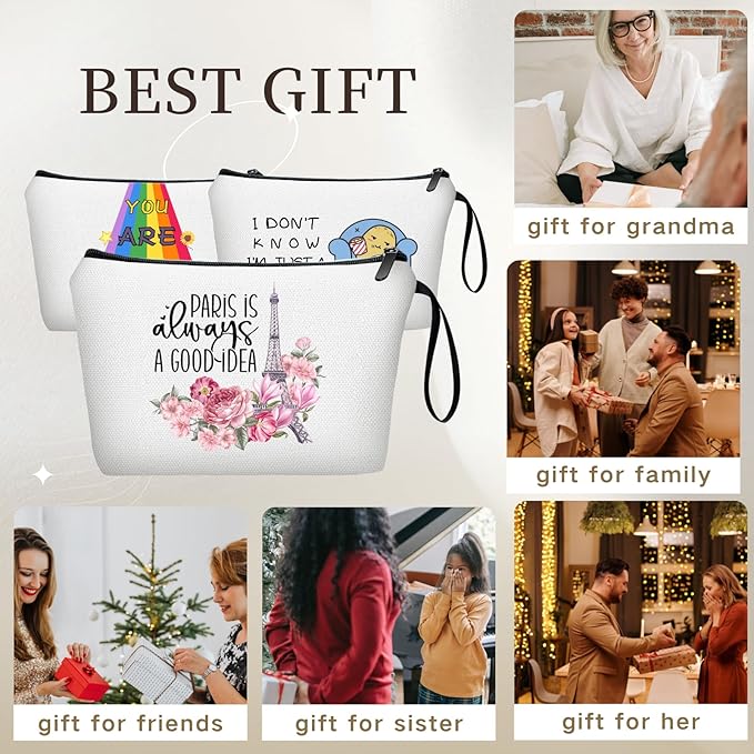 Paris Travel Cosmetic Bags - Unique Women's Gifts for International Travel, Christmas, Sister, Friend