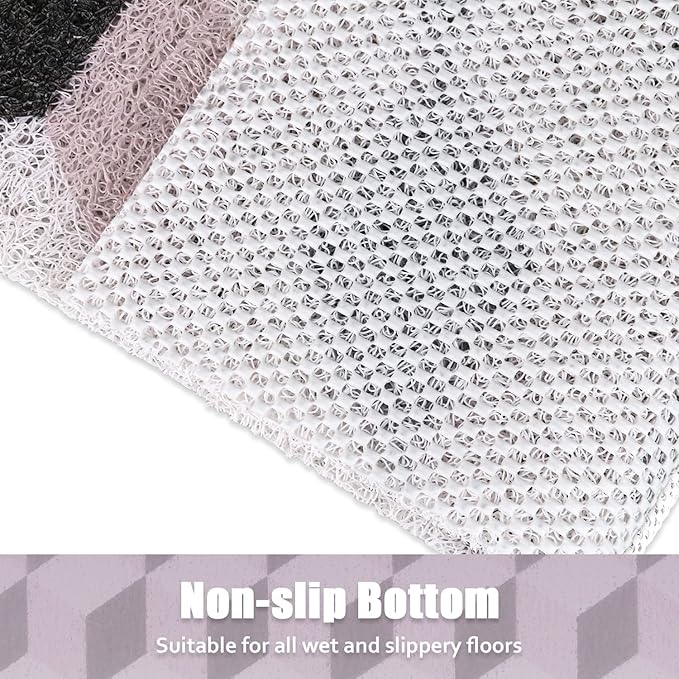 Square Shower Mat Non-Slip 24x 24 Inch, Soft Comfort Bath Mat with Drainage Holes, PVC Loofah Massage Bathmat for Shower,Tub,Bathroom,Wet Areas, Quick Drying