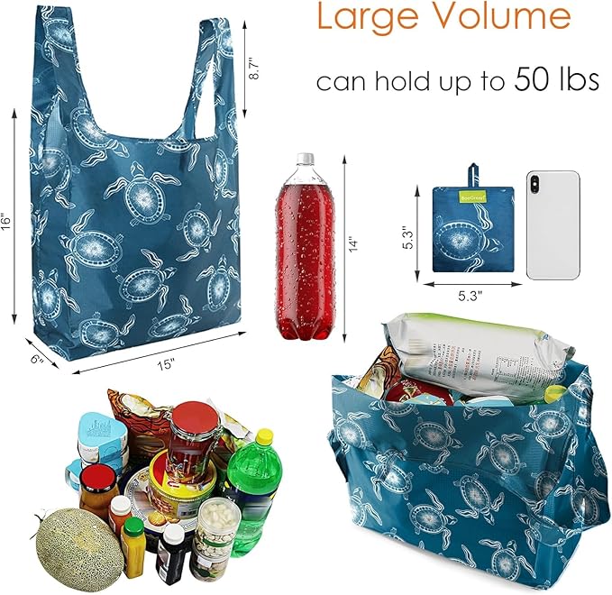 BeeGreen Reusable Grocery Bags Flowers Reusable Kitchen Bags Bulk Foldable-Machine Washable with Zipper Storage Pouch 6 Packs