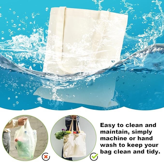 Canvas Tote Bag - 4 PCS Cotton Canvas Reusable Grocery Shopping Blank Tote Bag with Handles for Crafts DIY, Gift, Advertising Promotion Activity