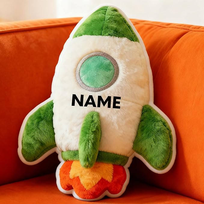 Personalized Rocket Shaped Pillow, Custom Name Plush Stuffed Pillows, Suitable for Beds, Sofas, Bedrooms, Living Rooms Custom Decorative Cushion Gifts for Birthday and Anniversary