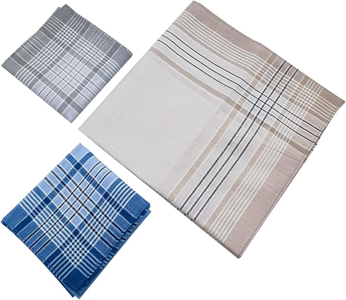 Men's Handkerchiefs 100% Cotton Handkerchief with Check