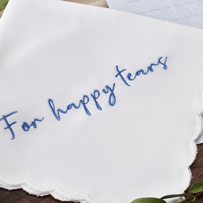 Mother of the Bride Gifts Happy Tears Wedding Handkerchief Something Blue for Bride on Wedding