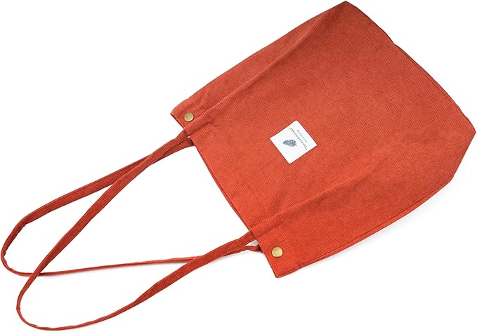 Corduroy Tote Bag Cute Tote Bags for Women Shoulder Bag with Inner Pocket for Work Beach Travel and Shopping Grocery