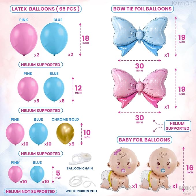 KatchOn, Gender Reveal Balloon Arch Kit - Pack of 70 | Pink and Blue Balloons,Boy or Girl Sign, Baby Balloons | Boy or Girl Gender Reveal Decorations | Baby Shower Decorations | Pink and Blue Decor
