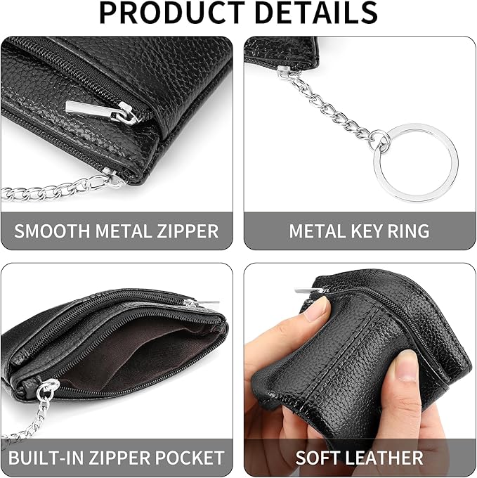 SENDEFN Leather Coin Purse for Women Small KeyChain Change Pouch Credit Card Holder