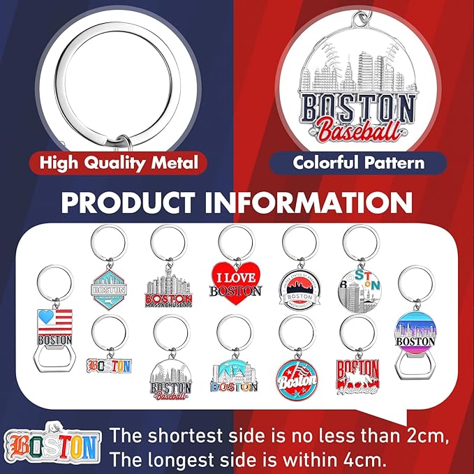 Landical Boston Keychain Metal Bulk Boston Souvenir Gifts Massachusetts Travel Gifts Key Ring Souvenirs Bottle Opener