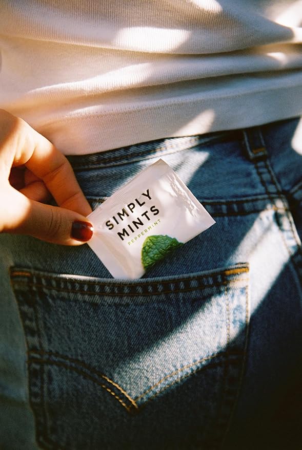 SIMPLY Peppermint Breath Mints, Individually Wrapped Breath Mints in Bulk, 50 Packets (2 per Packet) | Perfect for Office, School, Travel, Party Favors, Restaurants & Hospitality