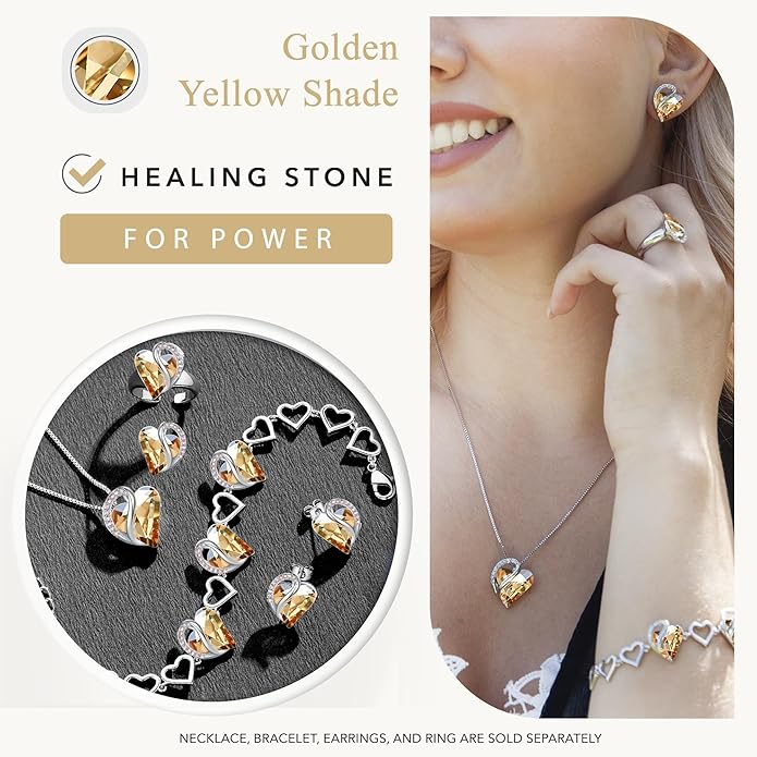 Leafael Valentine's Day Gift Necklaces for Women, Infinity Love Birthstone Heart Crystal Pendant, Birthday Anniversary Jewelry for Wife, Mom, and Her, Silver Plated, 18" + 2" Adjustable Chain