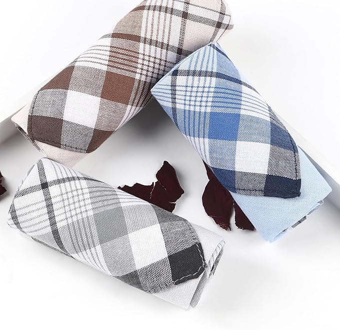 HOULIFE Handkerchiefs for Men, Soft Cotton Mens Handkerchief with Striped Pattern Classic Hankies for Men in Assorted Color