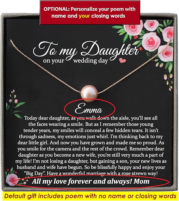 Be Wished Gift to Bride from Mom or Dad, Ready To Gift Jewelry with Meaningful Message, Daughter Wedding Gifts, Goldfilled or Sterling Silver