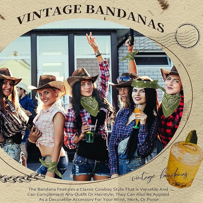 Blulu 6 Pcs Neon Color Cowboy Bandanas for Men Women Assorted Paisley Pattern Handkerchiefs 22 x 22 Inch Kids Headwrap Scarfs