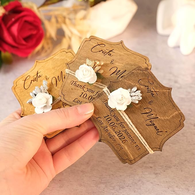 Wooden Wedding Favors Magnet for Guests Bulk - Wedding Favor Magnet - Wedding Favors and Party Magnets - Pack of 10-300 Birthday and Party Magnets - Wedding Favors