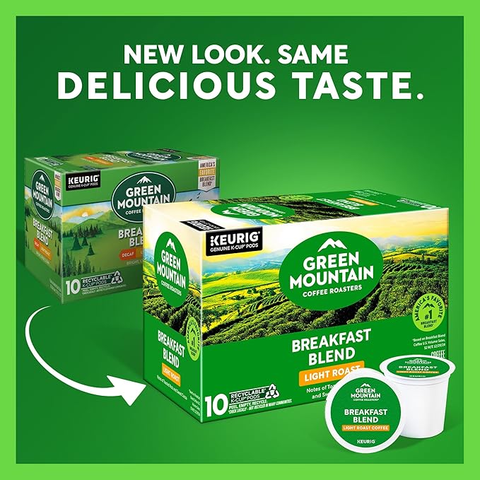 Green Mountain Coffee Roasters Breakfast Blend, Keurig Single Serve K-Cup Pods, Light Roast Coffee, 60 Count, (6 Packs of 10)