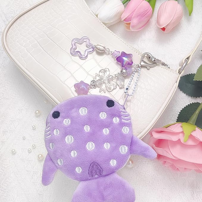 Cute Keychain Whale Shark Coin Purse Keychain Cute Plush Zipper Change Pouch, Kawaii Handmade Wallet for Women