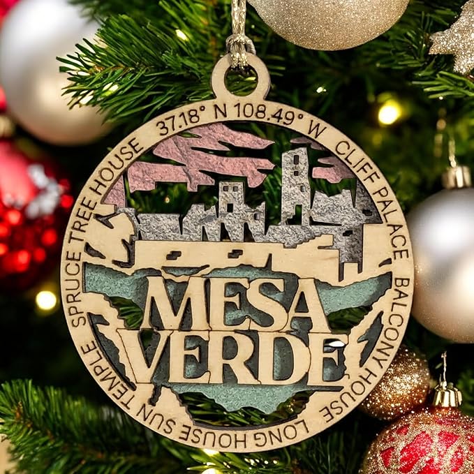 Mesa Verde National Park Cliff Dwelling Wooden Ornament - 3" Laser Cut Christmas Tree Decoration Souvenir