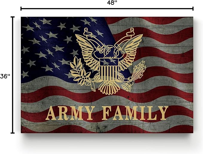 Renditions Gallery Canvas Patriotic Wall Art Modern Paintings Decorations American Army Family Glam Loyal Military Airforce Wall Hanging for Bedroom Office Kitchen Prints - 36"x48" LT25
