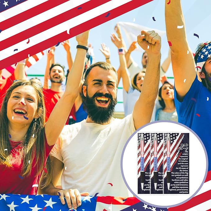 200 Sets American Flag Ballpoint Pens Bulk USA Patriotic Themed Black Ink Retractable Pen Stars Stripes Bookmarks Stationery Easter Party Gifts for Home Office Army Veterans Souvenirs