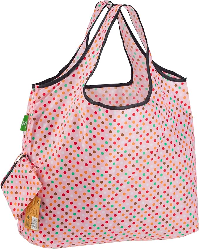 Large Foldable Reusable Polka Dot Shopping Bag by Eco Chic