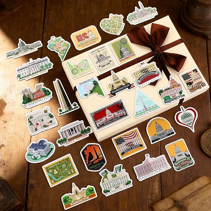Konohan 30 Pcs Washington, D. C. Souvenirs Gifts Washington, D. C. Magnet for Refrigerator City Magnetic Refrigerator Stickers for Home Decoration