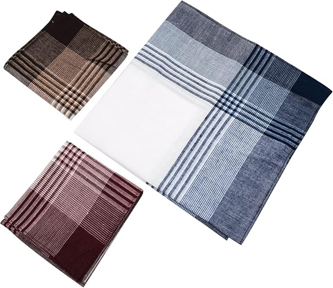 Men's Handkerchiefs 100% Cotton Handkerchief with Check
