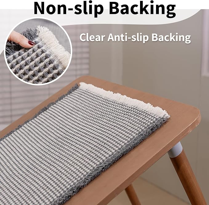 Waffle Bath Mat - Boho Bathroom Rugs Non Slip Washable, Super Absorbent & Quick Dry, Soft Bath Mat Farmhouse Bathroom Decor, 24'' x 36'', Dark Grey and White
