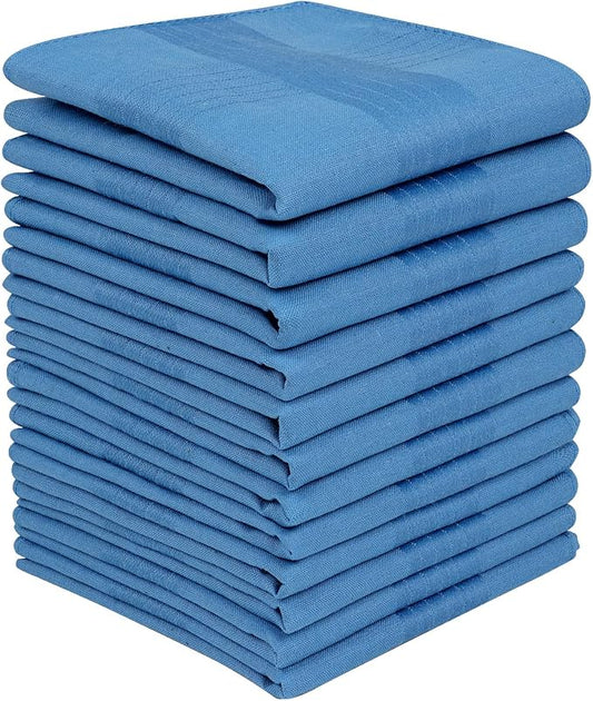Zenssia Men's Pure Cotton Handkerchiefs with Hem, Bulk Set Hankies