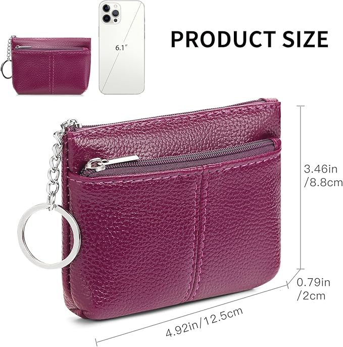 SENDEFN Leather Coin Purse for Women Small KeyChain Change Pouch Credit Card Holder