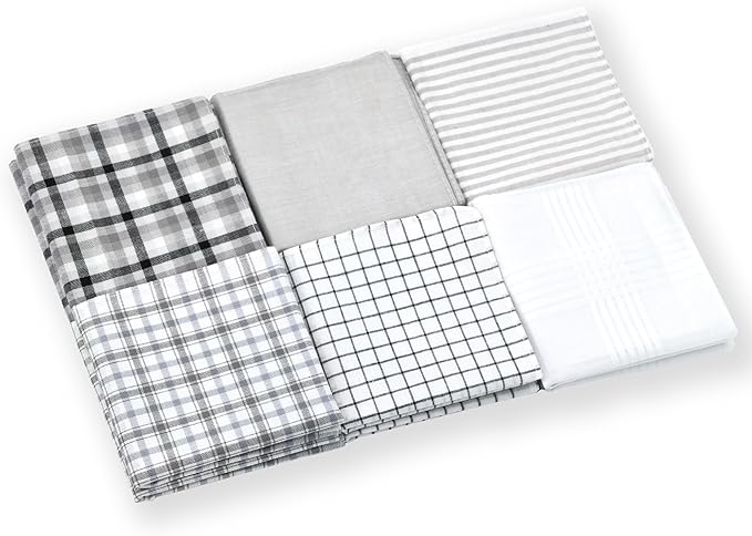Gifts Cotton Handkerchiefs 100% Soft Cotton 12-Pack White handkerchif and Blue cotton handkerchief for Men and Women