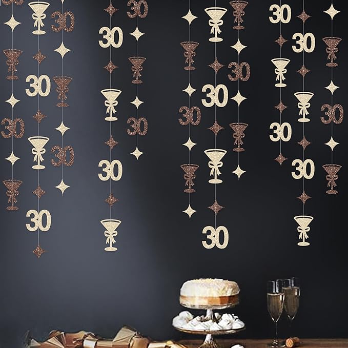 Champagne Gold Brown 30th Birthday Decorations Espresso Martini Garland Streamer Banner Decor for Women A Tini Bit Older Martini Birthday Cheers to 30 Years Happy 30th Anniversary Bar Party Supplies
