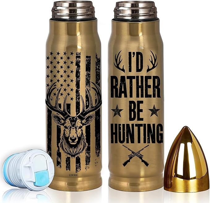 Hunting Gifts for Men – Funny 17oz Tumbler with Lid, I'd Rather Be Hunting Design, Unique Christmas, Xmas and Birthday Gift for Hunters, Perfect for Dad, Son, Husband, or Friends