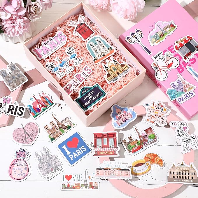 Konohan 30 Pcs Paris Souvenirs Gifts Paris Magnet for Refrigerator City Magnetic Refrigerator Stickers for Home Decoration