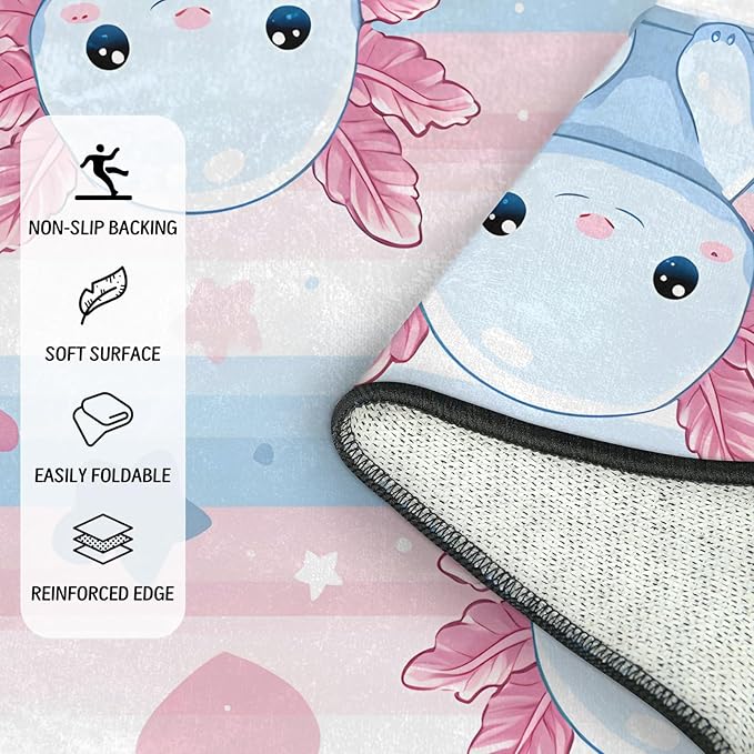 Half Round Door Mat Cartoon Salamander Non Slip Bath Mats Absorbent Front Porch Rugs Shower Mat for Living Room Bedroom Kitchen Bathroom Floor Home Decor