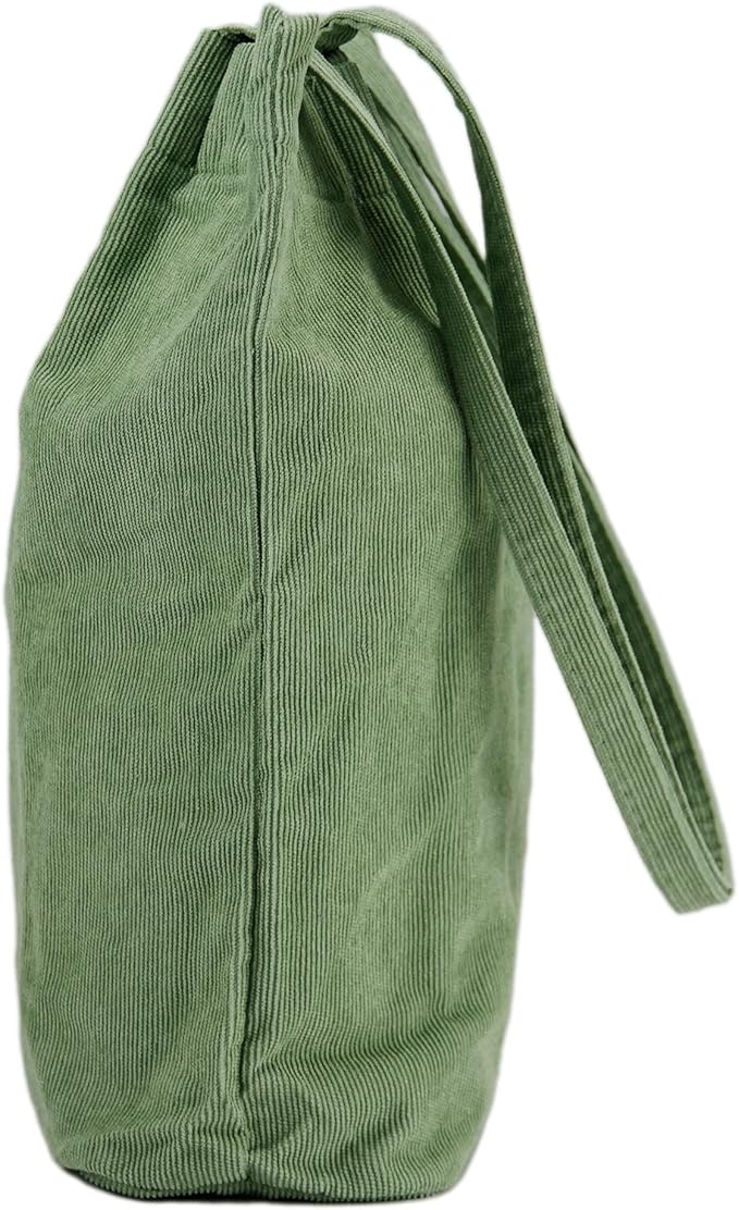 Corduroy Tote Bag Cute Tote Bags for Women Shoulder Bag with Inner Pocket for Work Beach Travel and Shopping Grocery