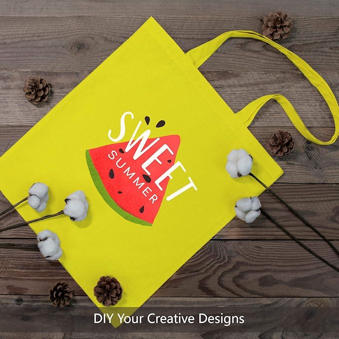 TOPDesign 6-Pack Economical 16"x15" Yellow Cotton Tote Bag, Lightweight Medium Reusable Grocery Shopping Cloth Bags, Suitable for DIY, Advertising, Promotion, Gift, Activity