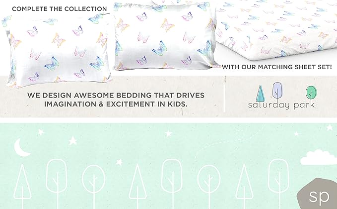 Saturday Park Ombre Butterflies Full/Queen Duvet Cover & Sham Set - 3 Piece 100% Organic Cotton Duvet Set - GOTS & Oeko-TEX Certified