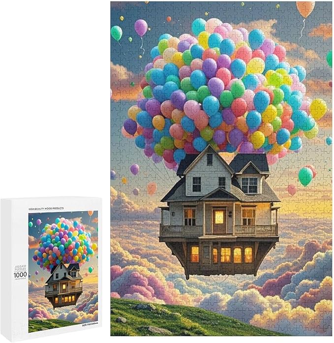 Wooden Puzzle - Floating House Jigsaw Puzzles，Wooden Puzzles for Adults 1000 Pieces Challenge Puzzles，Educational Games，Family Puzzles，Unique Gifts for Wall Art