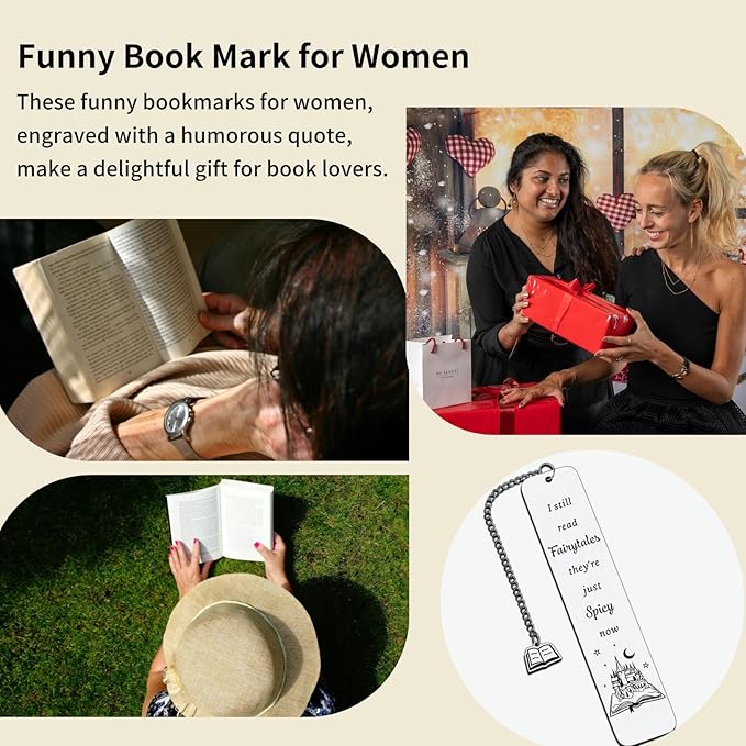 Funny Christmas Bookmark Gifts for Women Men, Bookish Birthday Gifts, I Still Read Fairytales They're Just Spicier Now, Book Mark for Best Friends Reader Funny Gifts Bookmarks for Women Men
